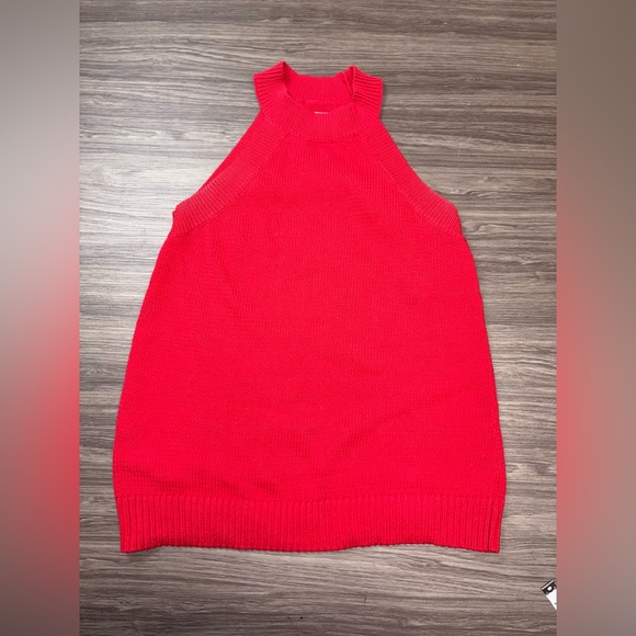LOFT Tops - LOFT Mock Neck Ribbed Sweater Tank Red Size Medium